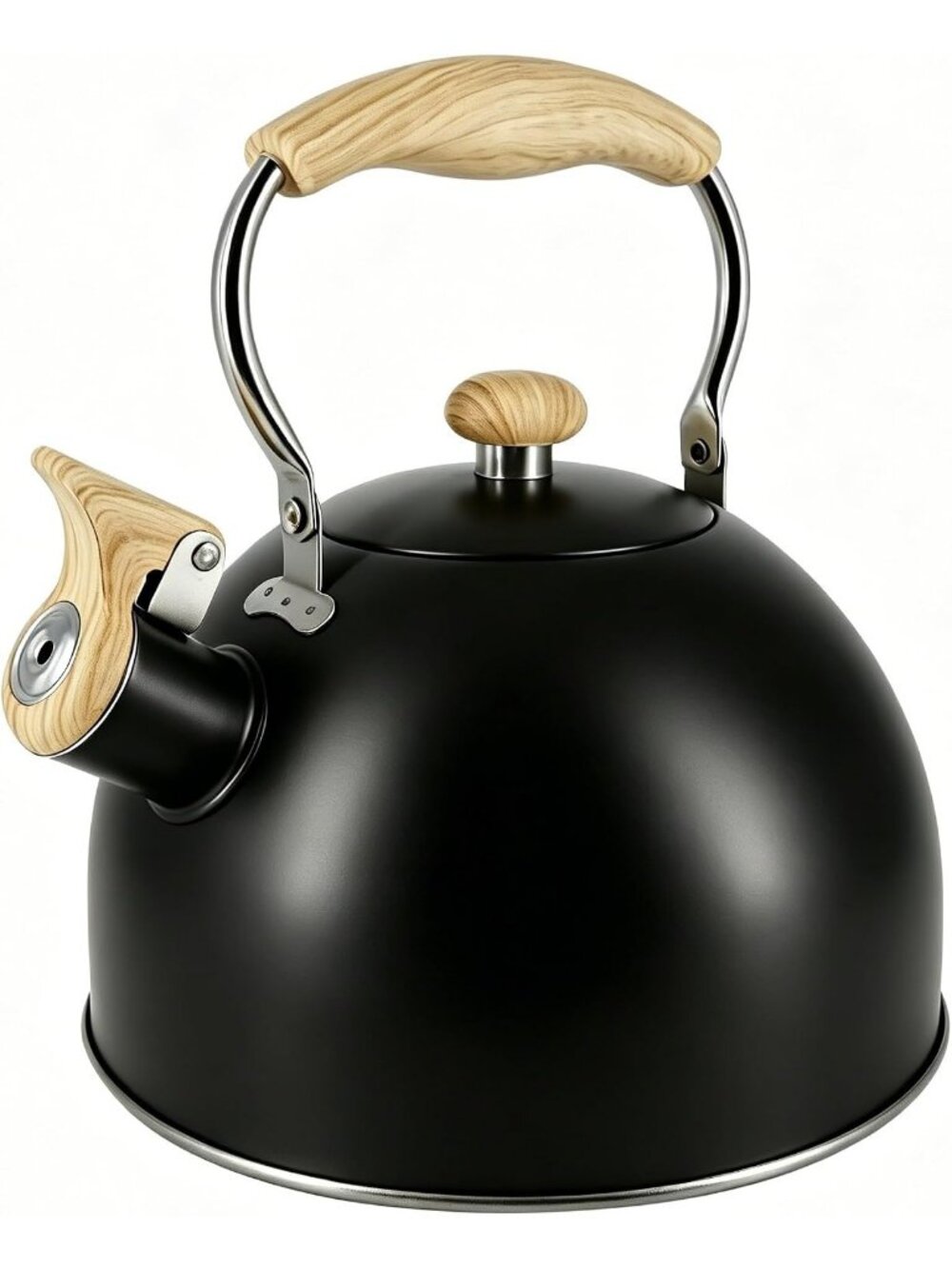 Matte Black Kitchen Whistling Tea Kettle 2 Quart Stainless Steel Stovetop Teapot